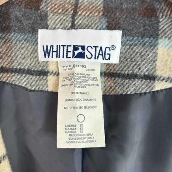 VTG White Stag Womens Plaid Wool Blend Blazer Size 12 English Countryside Preppy - Picture 5 of 9